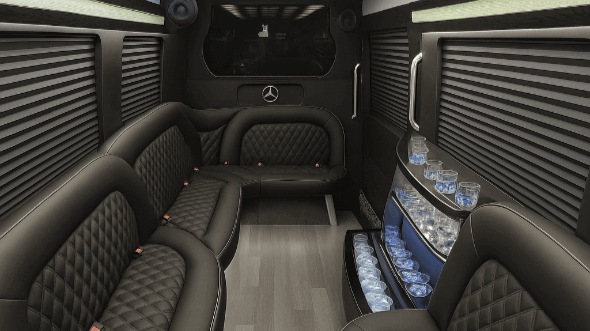Interior of Manhattan Party Bus Company's 14 Passenger Sprinter Limousine in Manhattan