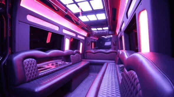 Interior of East Orange Party Bus Company's 15 Passenger Party Bus in East Orange