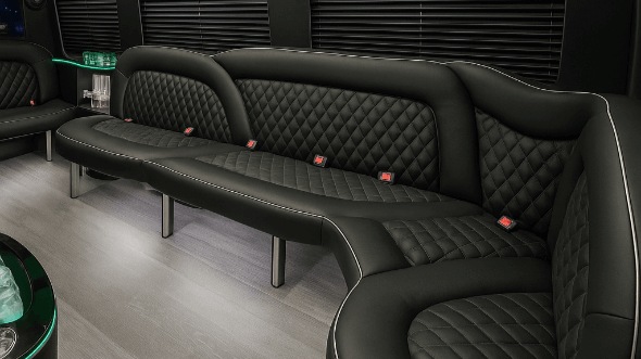 Interior of Manhattan Party Bus Company's 15 Passenger Party Bus in Manhattan