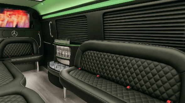 Interior of Wayne Party Bus Company's 15 Passenger Party Bus in Wayne