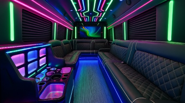 Interior of Wayne Party Bus Company's 20 Passenger Party Bus in Wayne