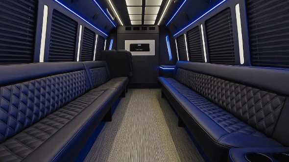 Interior of Bloomfield Party Bus Company's 30 Passenger Party Bus in Bloomfield