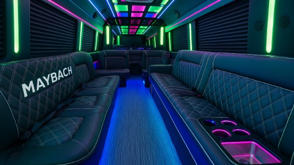 Interior of Jersey City Party Bus Company's 30 Passenger Party Bus in Jersey City